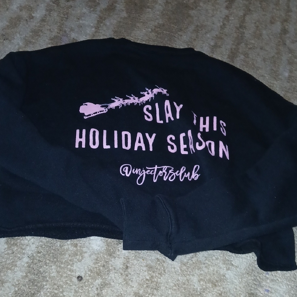 Chic Black Sweater with Pink Lettering